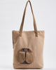 Beige knitted Fly tote bag with a mini pouch